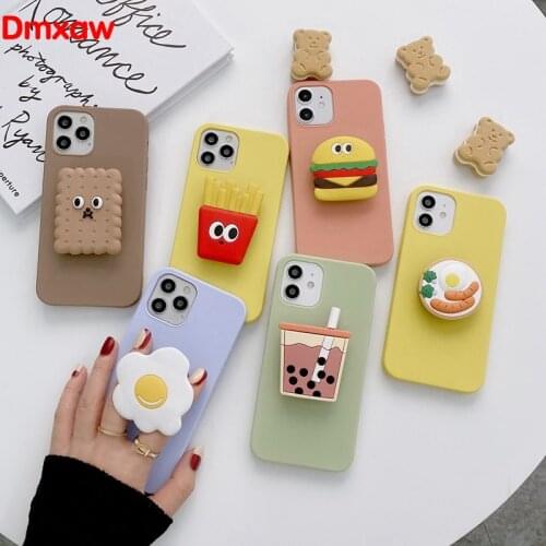 Cute Carton Food Holder Case For Huawei Y9 Y7 Y6 Y5 Prime Pro 2019 2018 Nova 7i 7 6 5 Pro 4 3 3i 3e Soft TPU Cover Cookies Case
