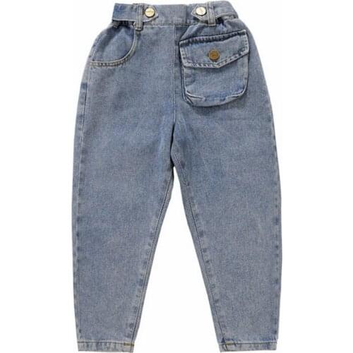 2020 spring Kids girls fashion denim pants children good casual pocket patchwork Jeans for girls 5-10 years