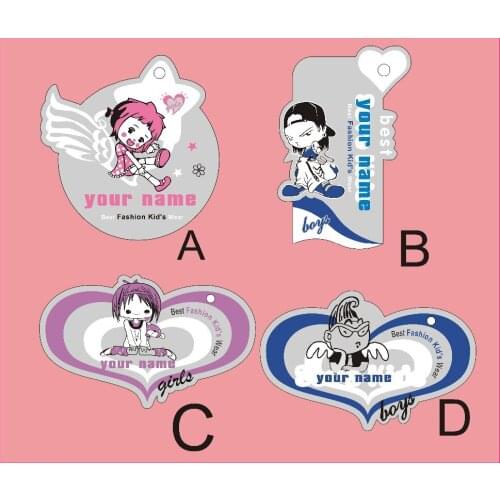 Can be choose custom four styles Special shape clothes tags , baby clothes tags 500Set/lot (1000pcs) 300gsm coated Paper Y12