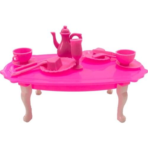 NK One Set Doll Accessories Baby Toys Dolls Dinner Table With Food And Cup For Barbie Doll Accessory Furniture Baby Toys DZ 30A