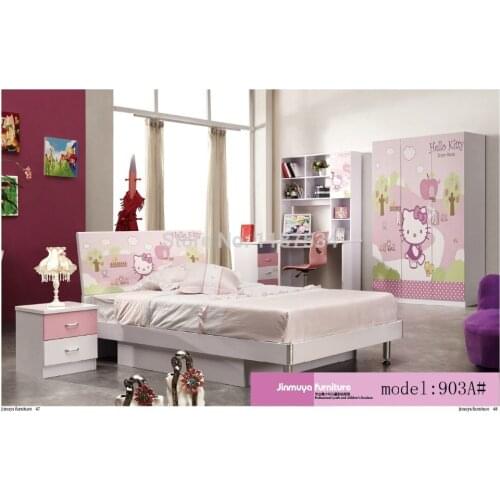 Bedroom home furniture bed wardrobe desk nightstand swivel chair hatstand hatrack furniture set