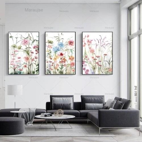 Watercolor Flower Wall Art Canvas Painting Poster Pictures Nordic Prints Living Room Bedroom Bathroom Office Decoration Pictures