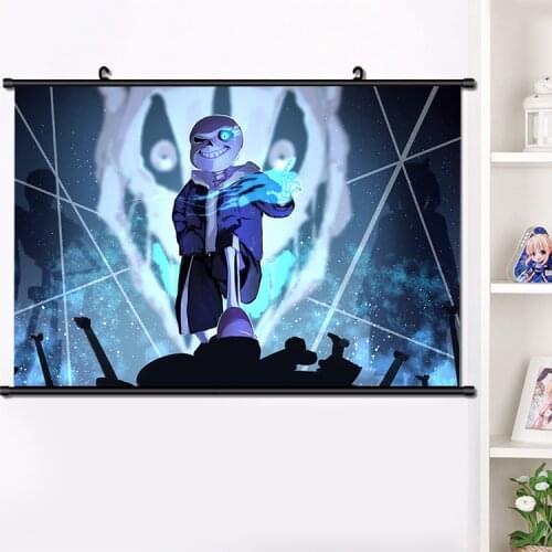 HOT Anime Game Undertale Sans Frisk Flowey Chara Cosplay Wall Scroll Mural Poster Wall Hanging Poster Home Decor 40×60cm