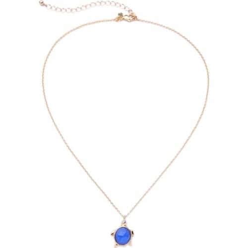 Bulk Price New Products Tortoise Shape Simple Blueness Stone Pendant Necklace For Female Memorable