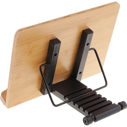 Portable Bamboo Book Stand Adjustable Document Stand Holder Wooden Bookrest for Book Reading Supplies Phone Holder