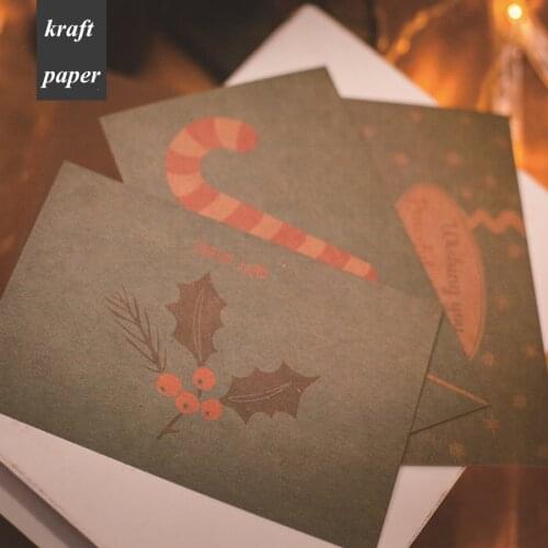 Christmas 30pcs Retro kraft paper theme card multi-use as Scrapbooking party invitation DIY gift card message card postcard