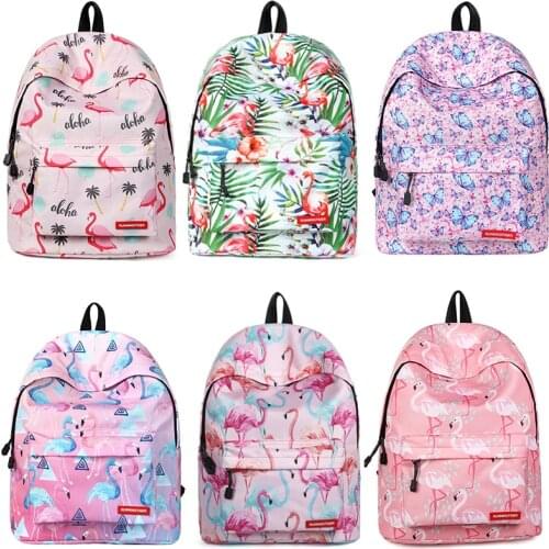 School Bag for Teenager Girls Women Laptop Backpack Flamingo Printing Bagpack Mochila Feminina Escolar Big Laptop Travel Daypack