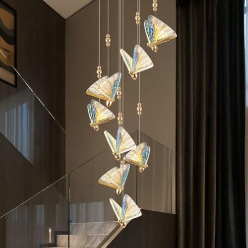 Nordic Hot Sale Butterfly lamp Chandelier For living Room Bedroom Bedside Staircase Hall Restaurant Art Indoor Lighting Decor
