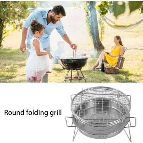 Stainless Steel Barbecue Grill Folding Round Household Grill Japan Barbecue Grill Outdoor Camping Barbecue Stove grilling Tool