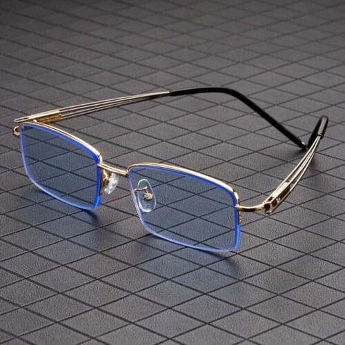 Blue Stone Sunglasses Male Natural Crystal Glass Sun Glasses For Men Woman Metal Half Frame Luxury Top Quality Anti Scratch