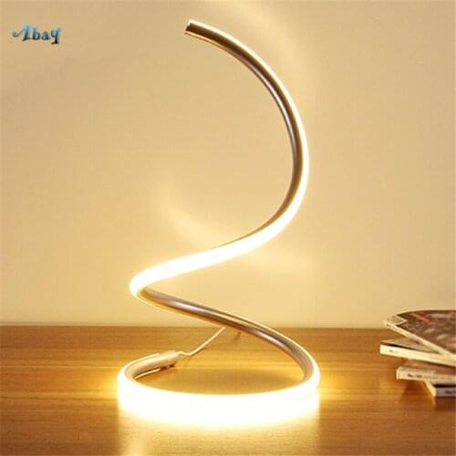 Modern Creative S Curve Shape Aluminum Table Lamps for Wedding Room Bedroom Romantic Bedside Lamp home deco makeup table light