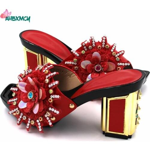 Red Color Speciasl Arrivals 2020 Summer High Quality Italian Women Shoes can Matching Bag Nigerian Ladies Shoes for Wedding