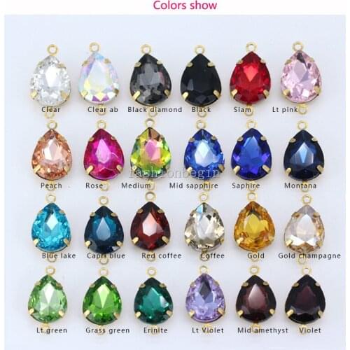 9p 18x25mm waterdrop Framed glass Pendants Beads Earring Findings Bracelet Necklace link Connector 2hole jewelry making Supplies