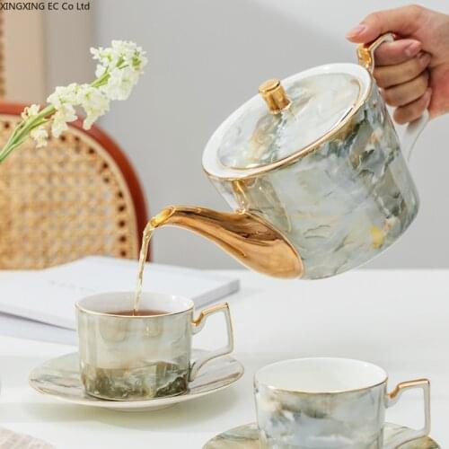 Light Luxury Ceramic Coffee Cup European Style Small Luxury Coffee Cup and Saucer Set High-end Household Afternoon Tea Cup