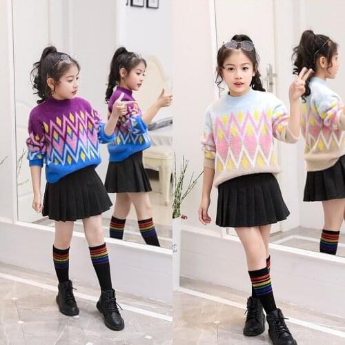 Girl Sweater Kids Baby Outwear Tops 2021 Cool Thicken Warm Winter Autumn Long Sleeve Knitting Pullover Children Clothing
