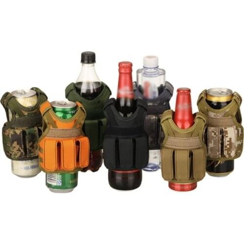 Tactical Beer Vest Beer Bottle Cover Military Mini Molle Hunting Vest Beverage Bottle Can Cooler Adjustable Shoulder Straps fd