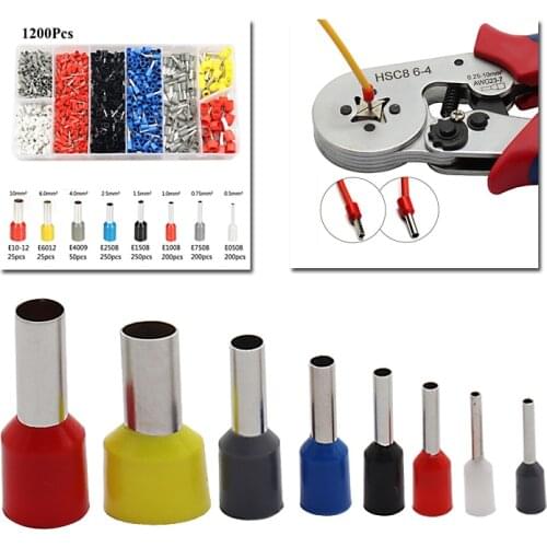 1200PCS Boxed tubular terminals Heat Shrink Soldering Sleeve Terminals Insulated Ferrules Terminal Block Cord End Wire Connector