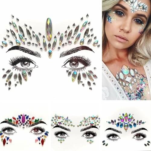 Face Decoration Body Art Eyes Gems Tatoo Sticker Beautiful Makeup Tool For Party Prom Flash Crystal Forehead Eyebrow Eyes Jewels