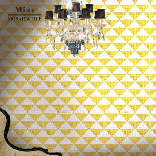 Middle East style decoration Giza oro glallo triangle geometry glass mosaic patterns for ceiling use