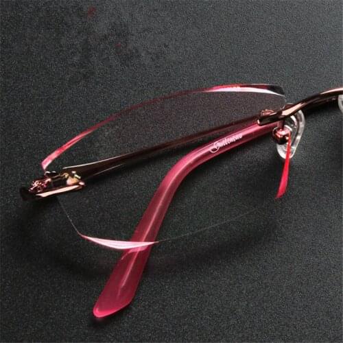 Y7 finished with myopia female models rimless glasses, crystal diamond trimming trimming rimless titanium glasses