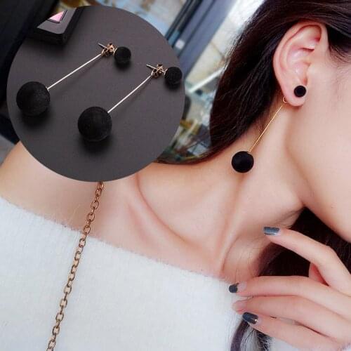 1 Pair Fashion Artificial Hair Ball Dangle Earrings For Women Cute Black Pompom Earring Circle Girl Accessories Jewerly Gift