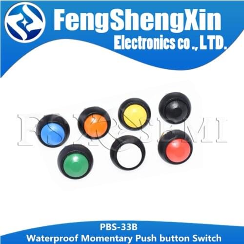 10pcsPBS-33B Red/Green/White/Black/Blue/Yellow/Orange ON-OFF 12mm Waterproof Momentary Push button Switch SPDT No lock button