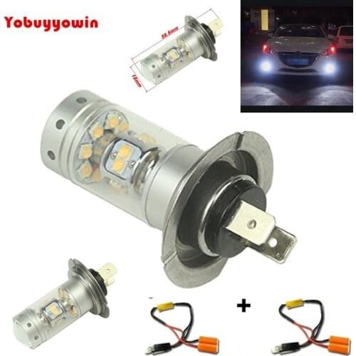 2pcs White H7 140w Equivalent Cree chips LED 1200 Lumen Fog Light DRL For BMW Audi Volkswagen+Load Resistors Error Cancellation
