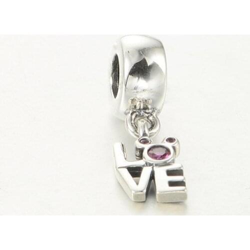 Alphabet Love Mickey Charm Pendants Authentic 925 Sterling Silver Big Zircon Mickey Beads Diy Fits Pandora Bracelets