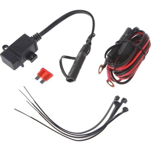 Free shipping High Quality 1 Pc Motorcycle DC12V 2.1A Waterproof USB Charger Kit SAE to USB Adapter+Extension Harness
