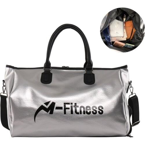 Large Capacity Sports Fitness Bag for Women PU Waterproof Gym Bag Crossbody Travel Bag for Training Duffle 2021