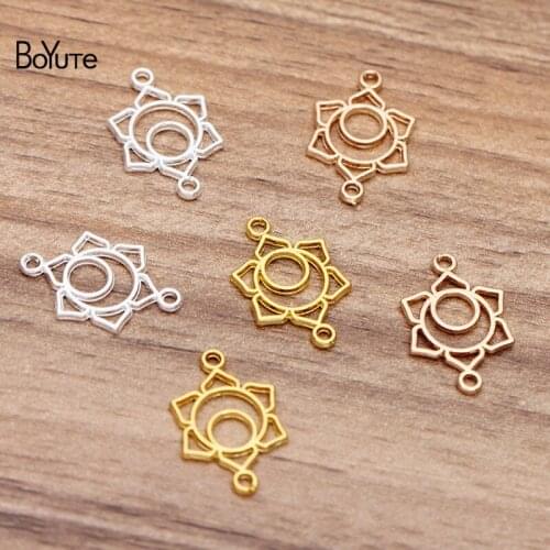 BoYuTe (200 Pieces/Lot) 20*13MM Metal Alloy Flower Connector Charms DIY Hair Accessories Hand Made Jewelry Findings Components