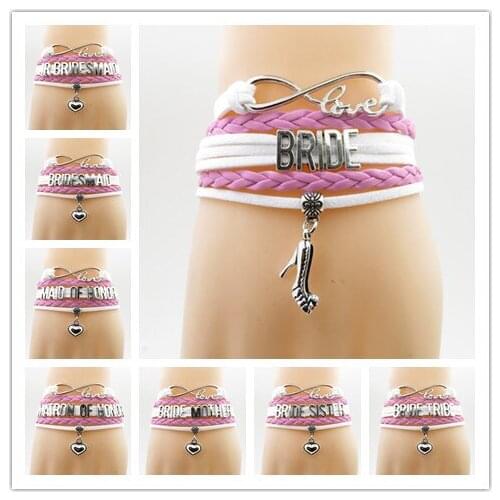 Love bride bracelets nice groom bracelets flower girl suede bangle wedding jewelry