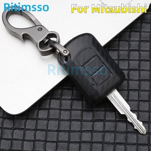 Carbon Fiber Car Key Fob Case Cover Cap for Mitsubishi 2018 Mirage Asx Lancer 10 Outlander Colt LANCER Grandis Pajero Remote