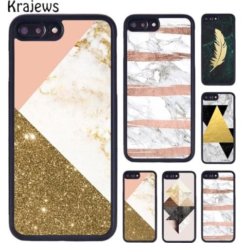Krajews Marble Tri Black Gold Coque Accessories Phone Case For iPhone 6 7 8 Plus 11 12 Pro X XR XS Max Samsung S6 S7 S8 S9 S10