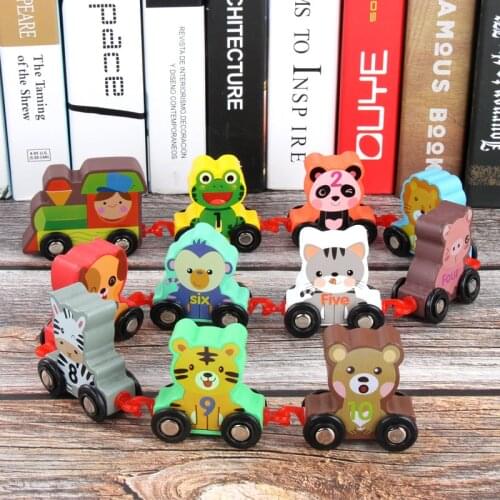 Kids Train Toy Wooden Magnetic Train Animal Car Toys Wooden Track Train Railway Vehicles Children Birthday Gifts
