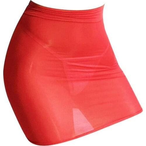 50% HOT SALES!!!Erotic Women Solid Color See Through Transparent Elastic Mini Bodycon Skirt