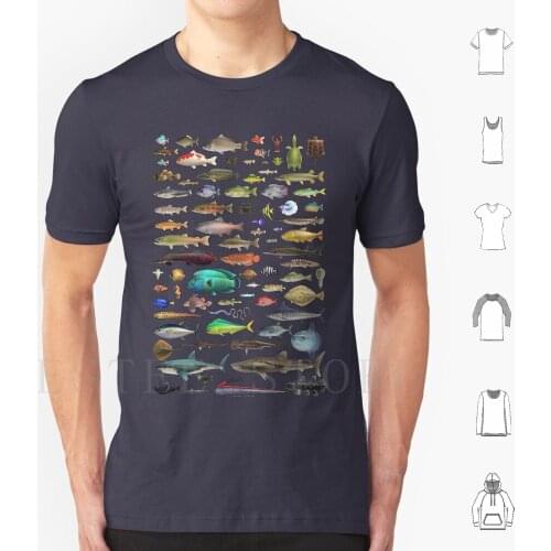 All Fish N Stuff New Horizons T Shirt Cotton Men DIY Print Sea Ocean Water Fish Whale Shark Shark Mahi Mahi Trout Sunfish