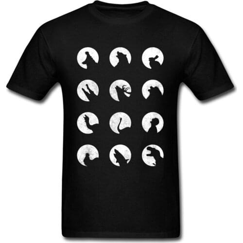 Wolfs Night Off Tshirt Men Tees Hip Hop T-shirts Personalized T Shirt Silhouette Printed Pure Cotton Clothes Summer Autumn Black