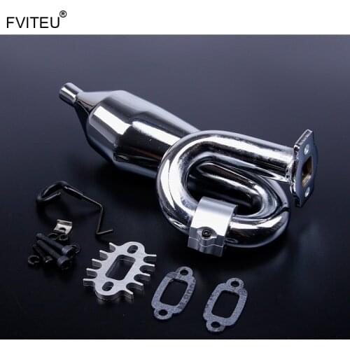 FVITEU Chrome Resonant Tube Tuned Pipe Exhaust Pipe with CNC Clip General for 1/5 HPI Baja 5b ss 5t 5sc Rovan King Motor
