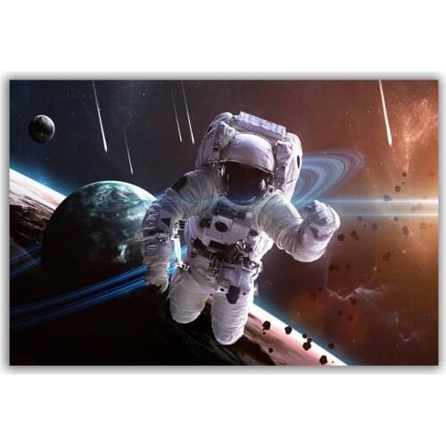 HT085 Spectacular Universe Earth And Moon Space Station Astronaut Silk Fabric Poster Art Decor Indoor Painting Gift