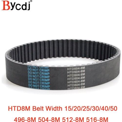 HTD 8M synchronous belt C=496/504/512/520 width 15/20/25/30/40/50mm Teeth 62 63 64 65 HTD8M Timing Belt 496-8M 512-8M
