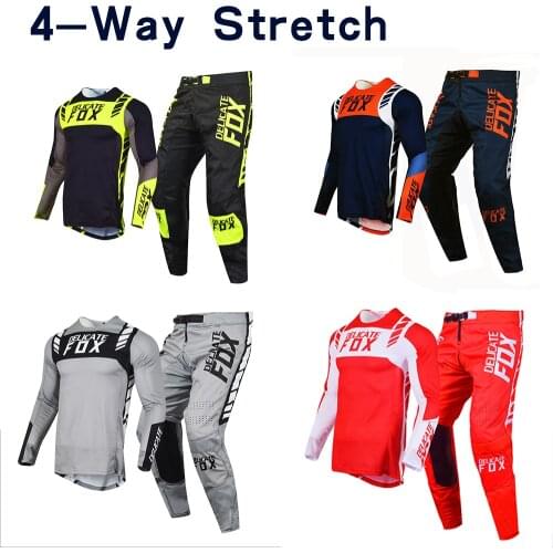 Delicate Fox Flexair Mach Gear Set Mountain Bicycle Offroad Racing Jersey Pants 4-Way Stretch Kits Mens Motocross Red Suit