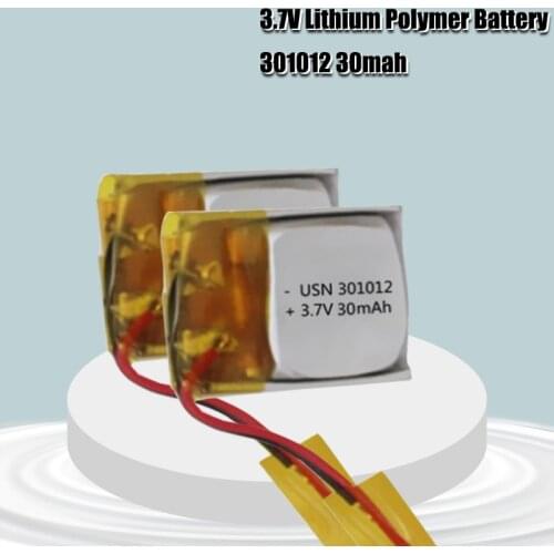 3.7V 30mAh Li-ion Battery 301012 Lithium Polymer Rechargeable Battery for MP3 MP4 bluetooth headset LED light recorder
