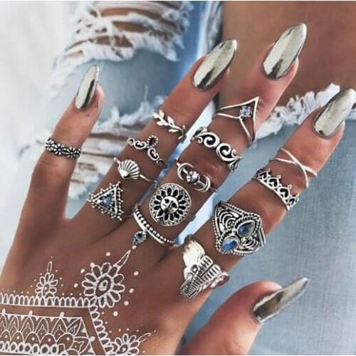 2021 bohemia ring set matching rings for women fidget ring charms fashion jewelry bagues bijoux femme anelli accessories