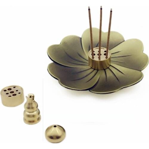 New Sakura Incense Burner Copper Alloy Cherry Gourd Incense Stove Teahouse Ornament Buddha Supplies Coil Stick Holders