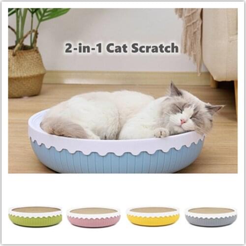 Cat scratcher cat litter pad sleeping pad, plastic shell, corrugated paper bowl shape, cats can play and sleep supplies