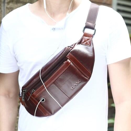 Genuine Leather Men Waist Fanny Packs Belt Bag Designer Sport Bum Belly Hip Bags Women Purses Cell Phone Chest Music Bag Small