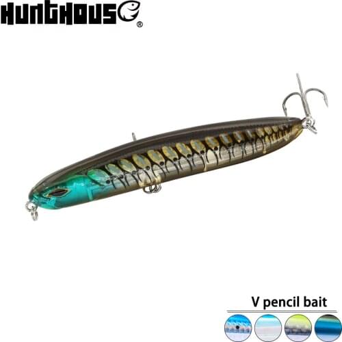 Hunthouse V pencil bait fishing lure stickbaits artificial bait 90mm 19g sinking swimming action Japan hooks 6 colors available