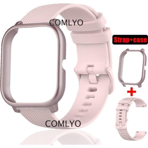2in1 For Huami Amazfit bip lite/GTS Strap SmartWatch Silicone band bracelet+Case Hard PC Protector Frame Bumper Cover shell
