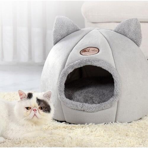 Cute Comfort Cat Bed Foldable Removable Pet Puppy Cage Lounger Winter Self Warming Sleeping Mat for Indoor Cat Dog House Basket